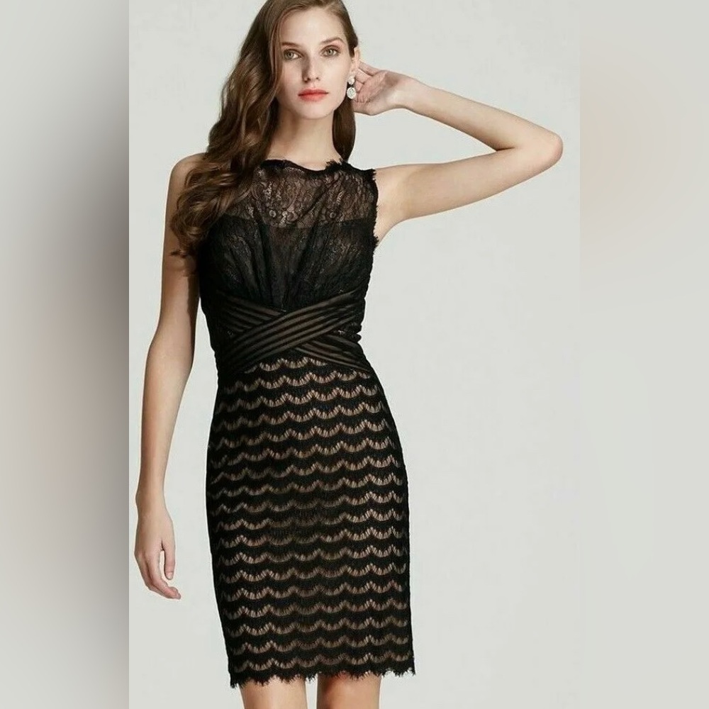 Tadashi Shoji size 6 black lace dress